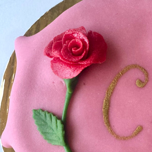 marzipan rose birthday cake