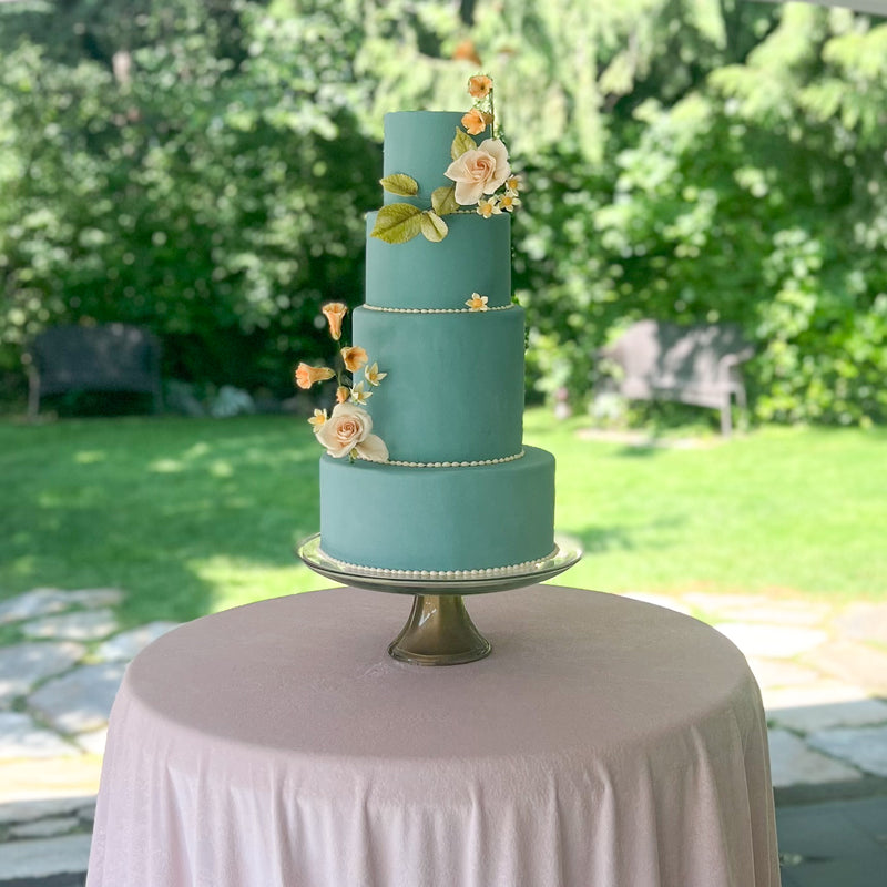 Teal wedding cake sugar flowers seattle wedding